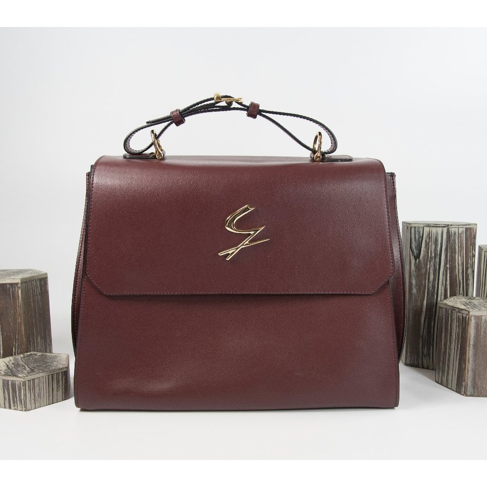 Gattinoni Vintage Wine Italian Leather Satchel Bag